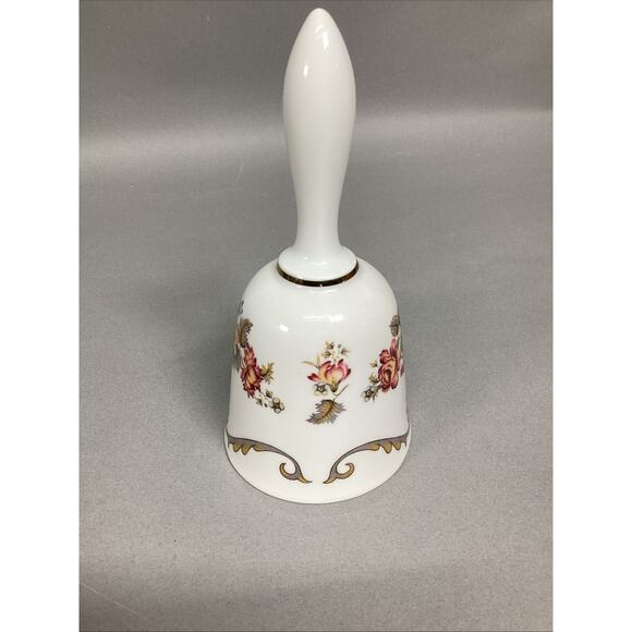 Antique Bareuther Waldsassen Bavaria Germany Porcelain Floral Dinner Bell - Picture 3 of 9